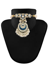 Buy Women's Alloy Choker Set in Blue - Front