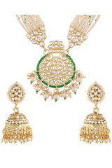 Buy Women's Alloy Necklace & Earring Sets in Green - Side