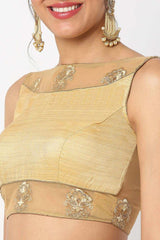 Gold Silk Embroidered Sleeveless Blouse