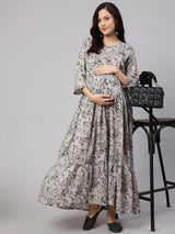 Grey  Pure Cotton Printed Dresses