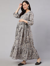 Grey  Pure Cotton Printed Dresses