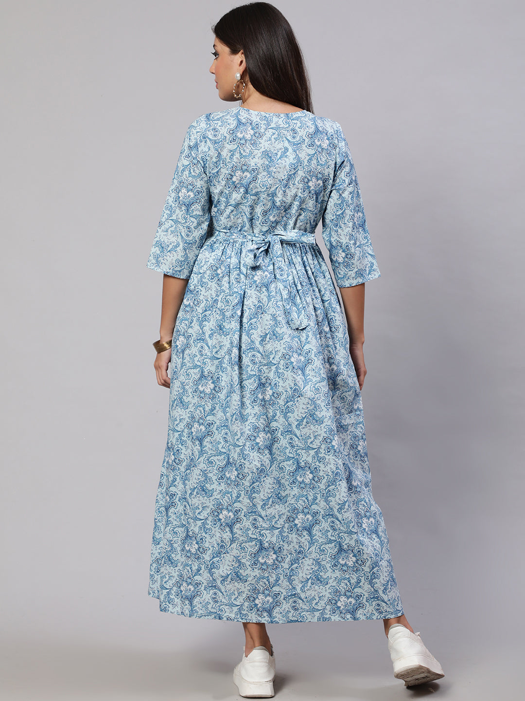 Blue  Pure Cotton Printed Dresses