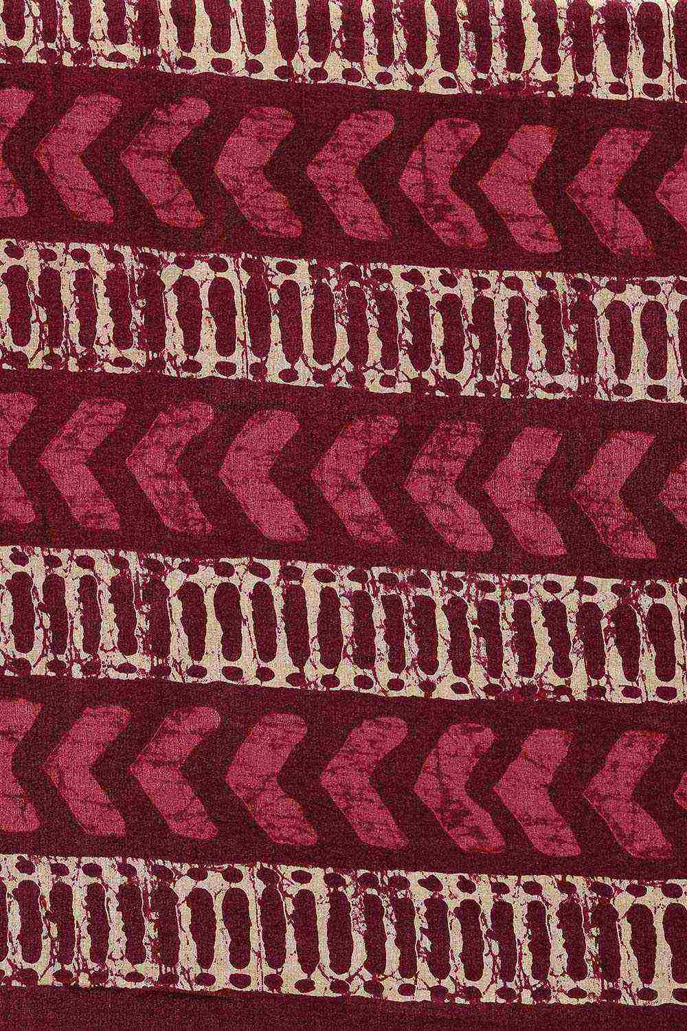 Maroon Manipuri Silk Floral Block Print Saree