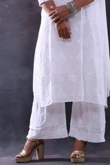 Chikankari Modal Palazzo In White