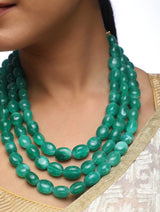 Women's Alloy Necklace with Studs Earrings in Emerald