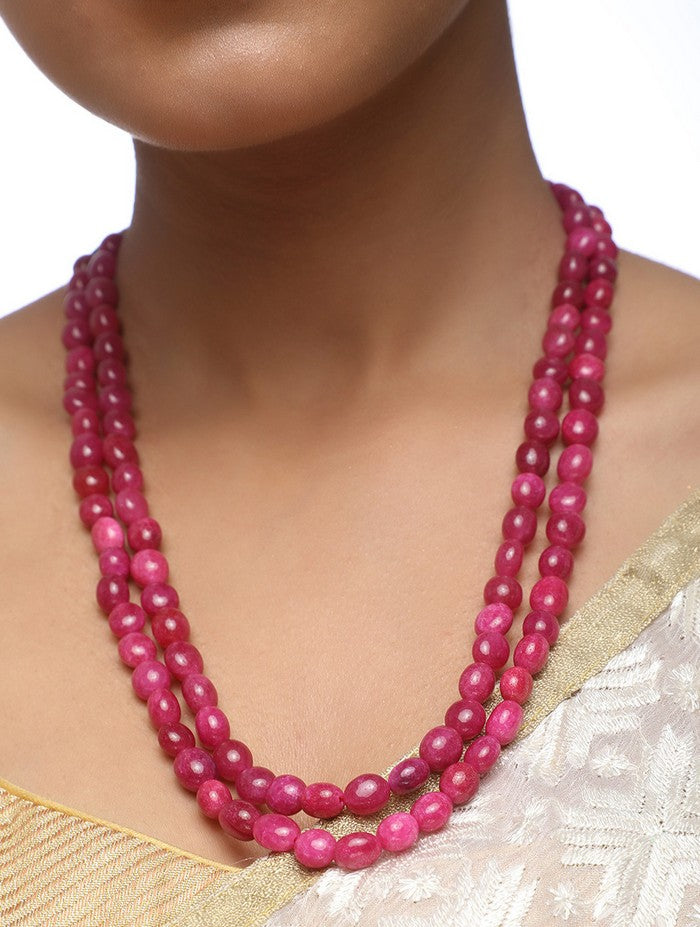 Women's Alloy Necklace with Studs Earrings in Maroon