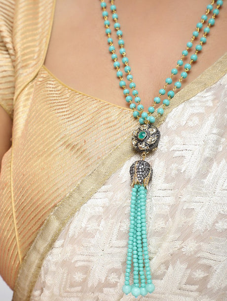 Alloy Bead Necklaces in Turquoise