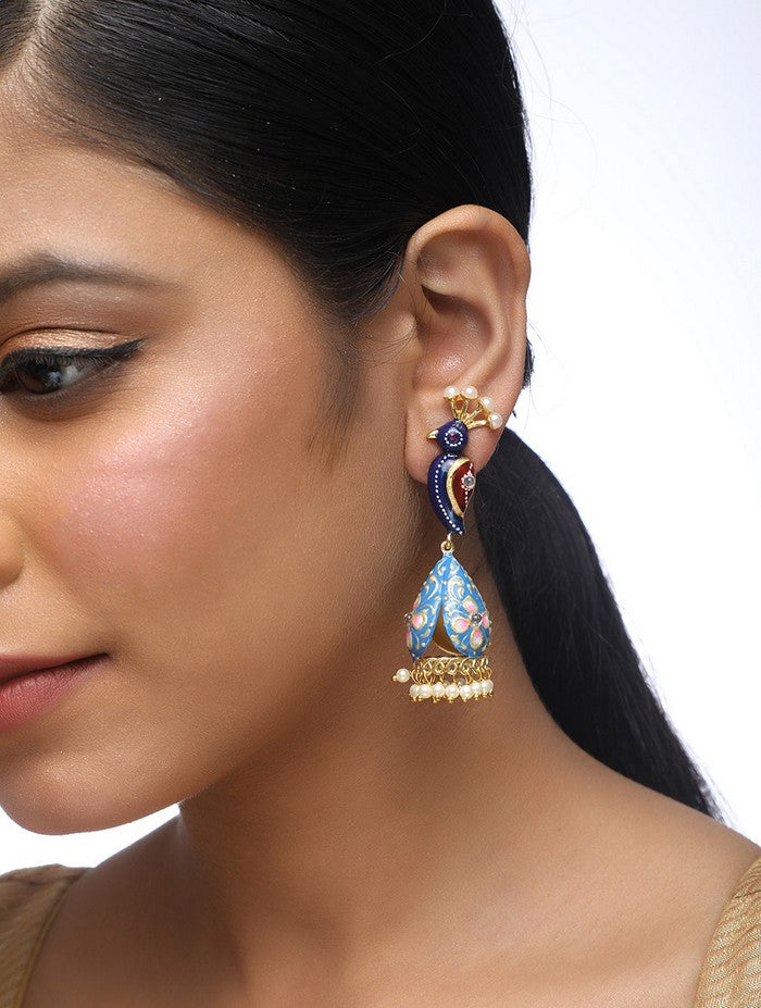 Alloy Jhumka Earrings In Gold