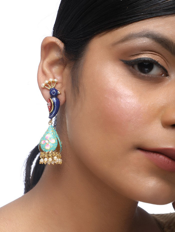 Alloy Jhumka Earrings In Gold