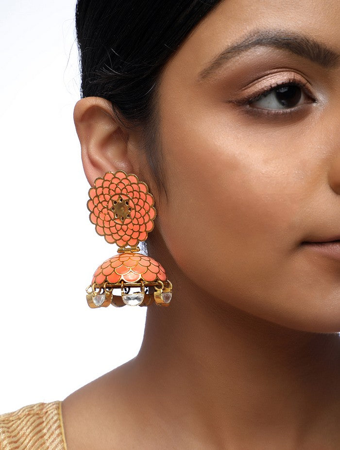 Alloy Jhumka Earrings In Gold