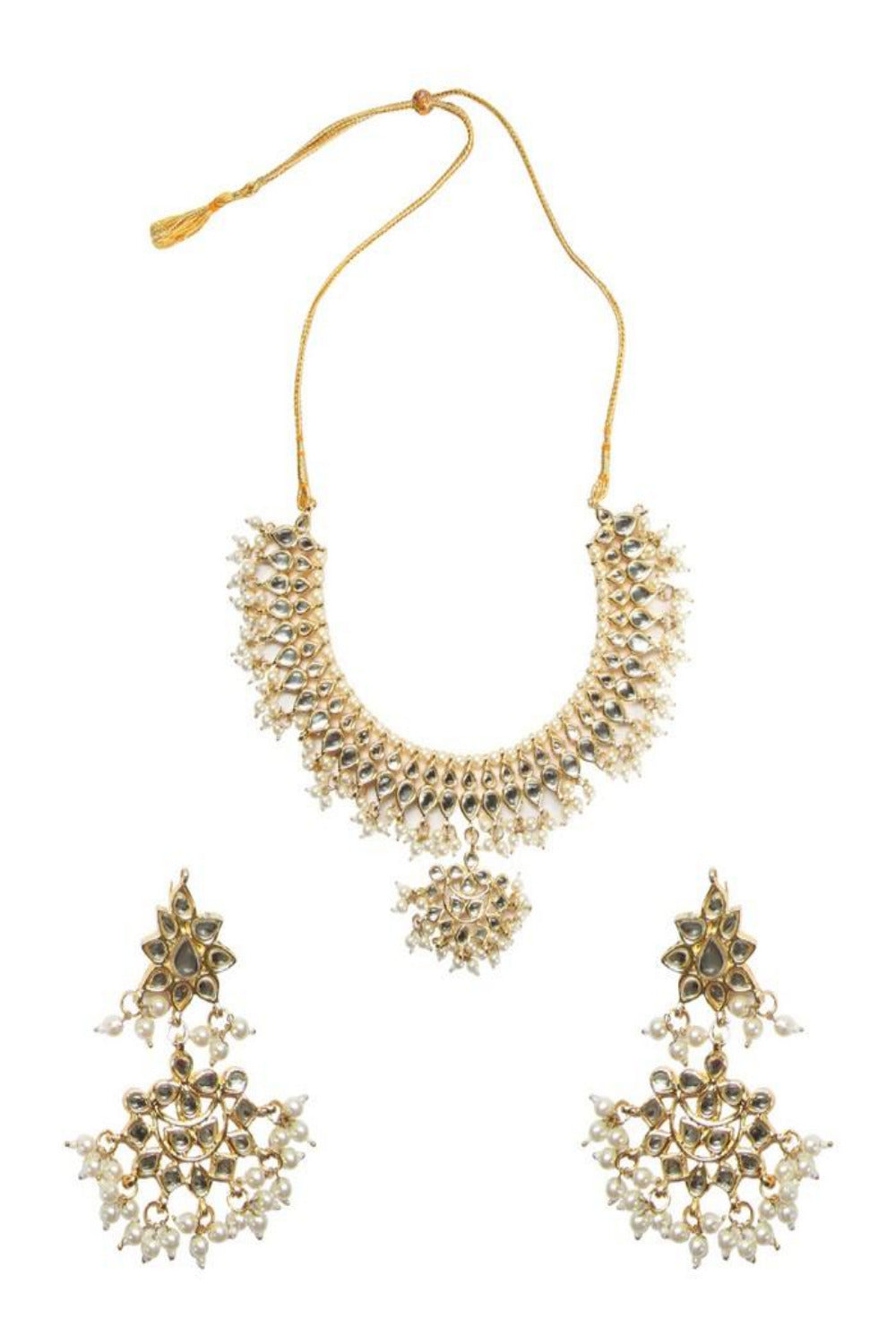 Women's Alloy Necklace With Earrings Set in Gold