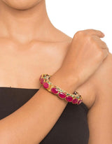 Women's Alloy Kundan And Stone Heavy Kada In Ruby