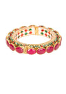 Women's Alloy Kundan And Stone Heavy Kada In Ruby