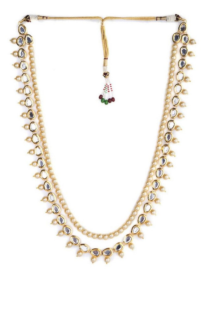 Women's Alloy Kundan And Pearl Necklace In Gold