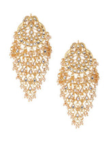 Women's Alloy Kundan Jhallar Earrings In Gold