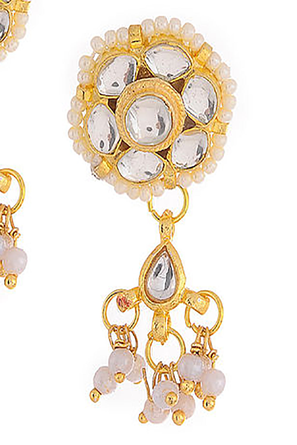 Alloy Kundan Studs Earring in Gold and White
