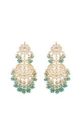 Alloy Kundan Waterfall Stone Earring In Gold And White