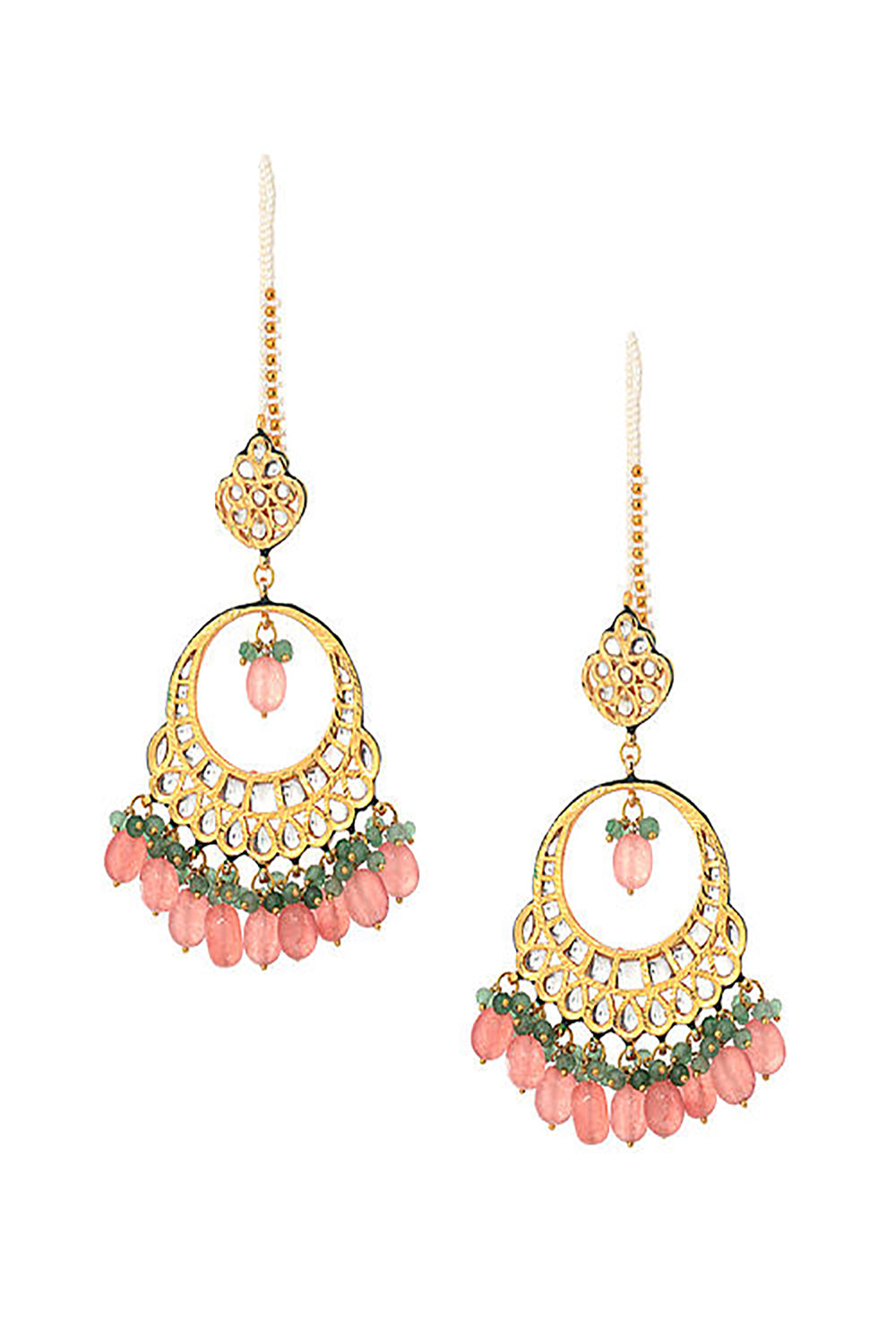 Alloy Kundan Earring In Gold And White