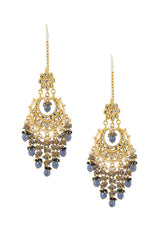 Alloy Kundan Waterfall Stone Earring In Gold And White