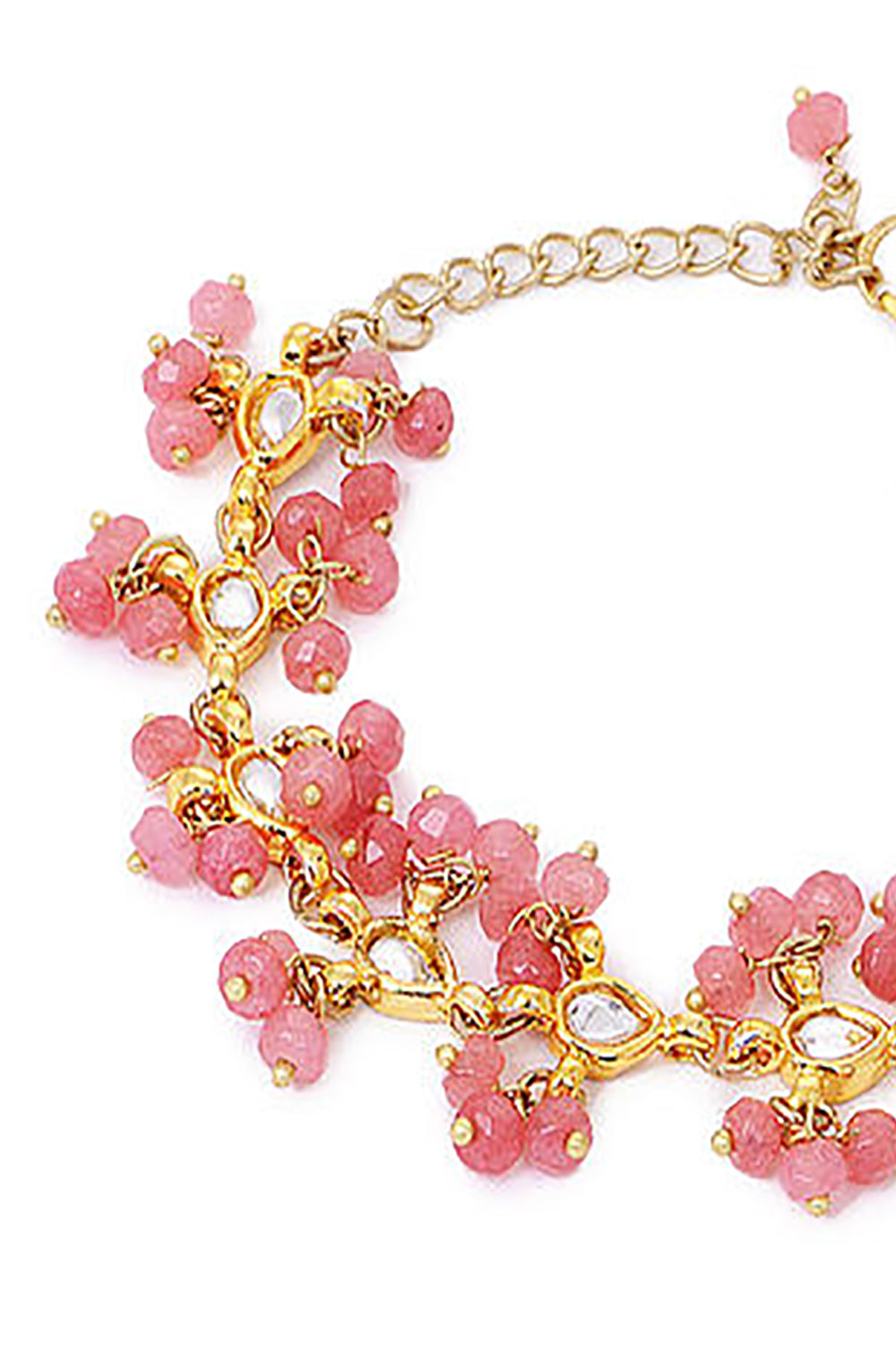 Alloy Kundan Bracelet in Pink and Gold