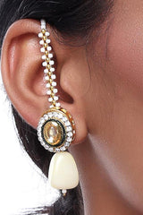 Alloy Studs And Non-Dangling Earrings In White