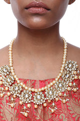 Alloy Bead Necklaces In Off White