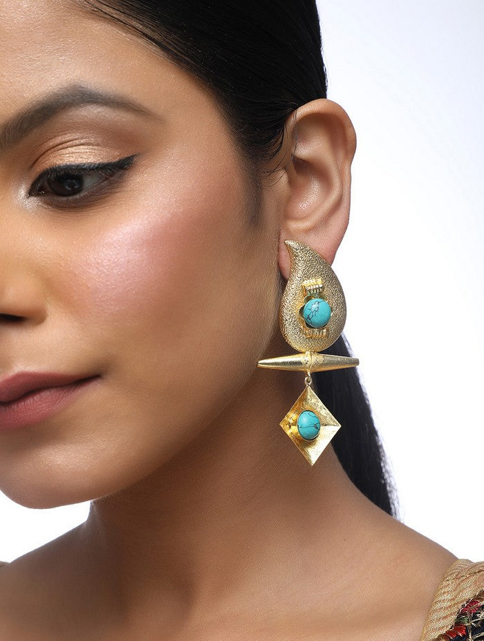 Alloy Drop Earrings In Turquoise