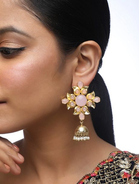 Alloy Jhumka Earrings In Gold