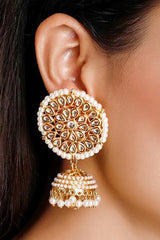 Women's Alloy Jhumka Earrings In White