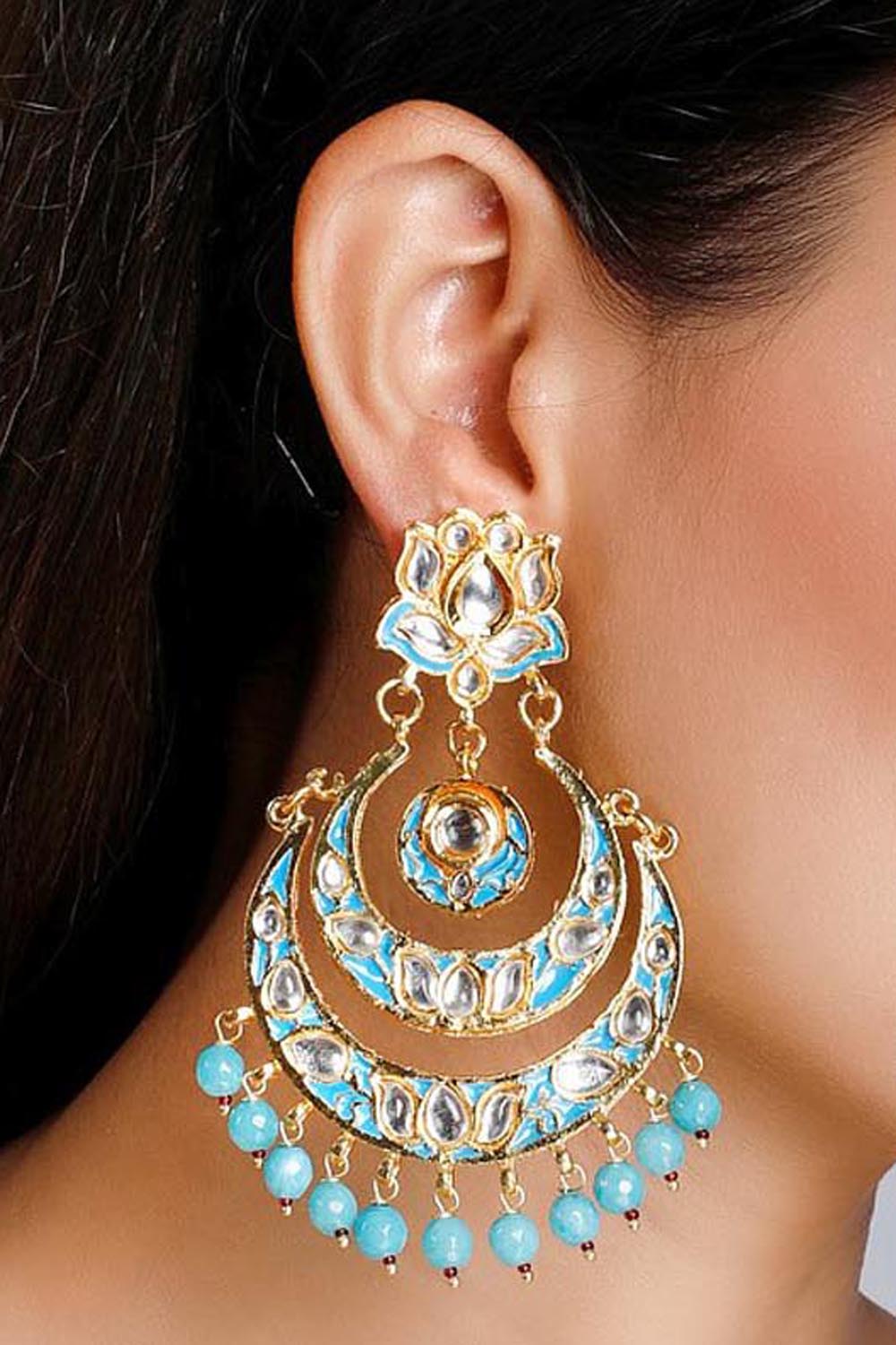 Women's Alloy Chandelier Earrings In Blue