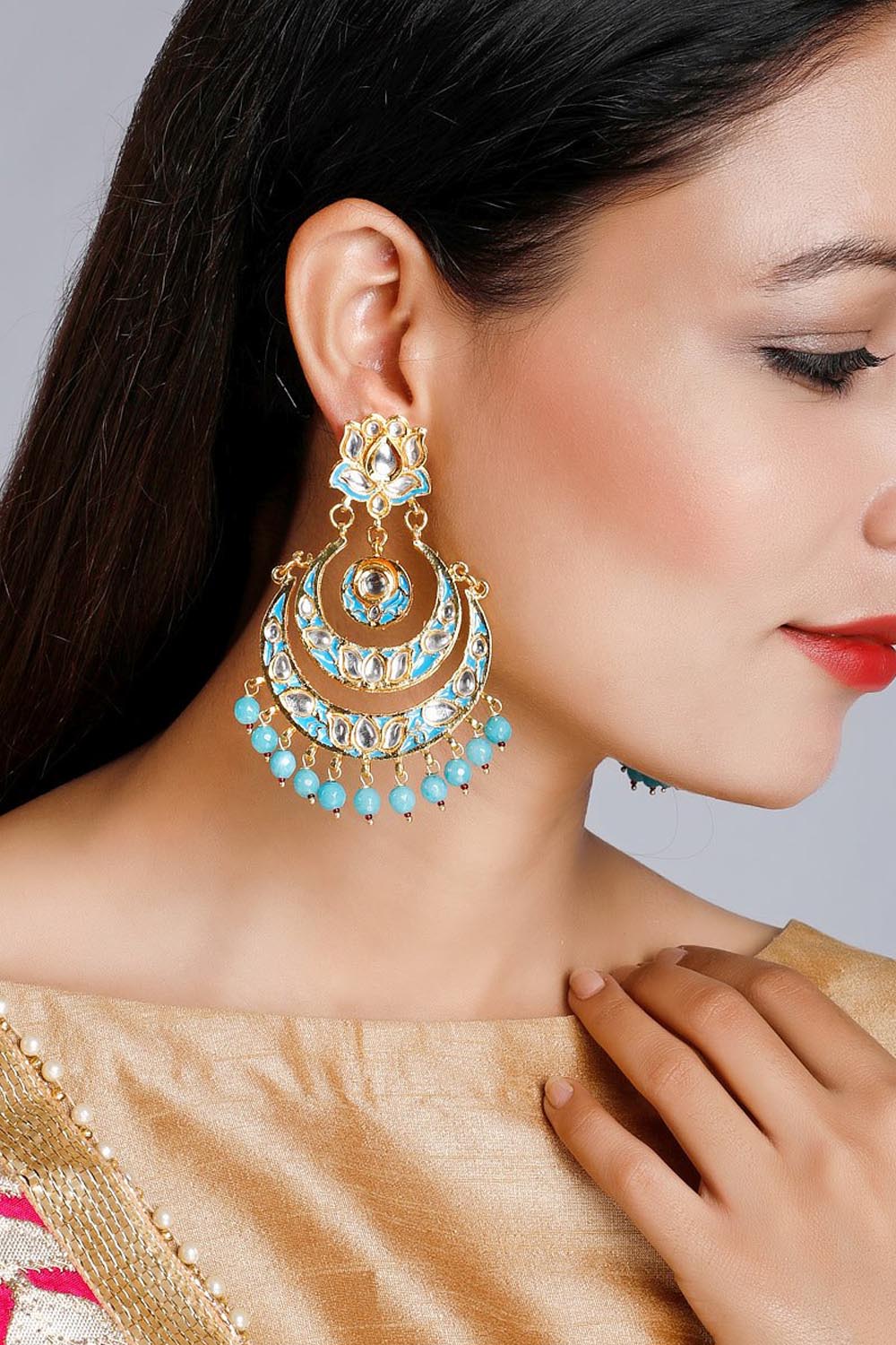 Women's Alloy Chandelier Earrings In Blue