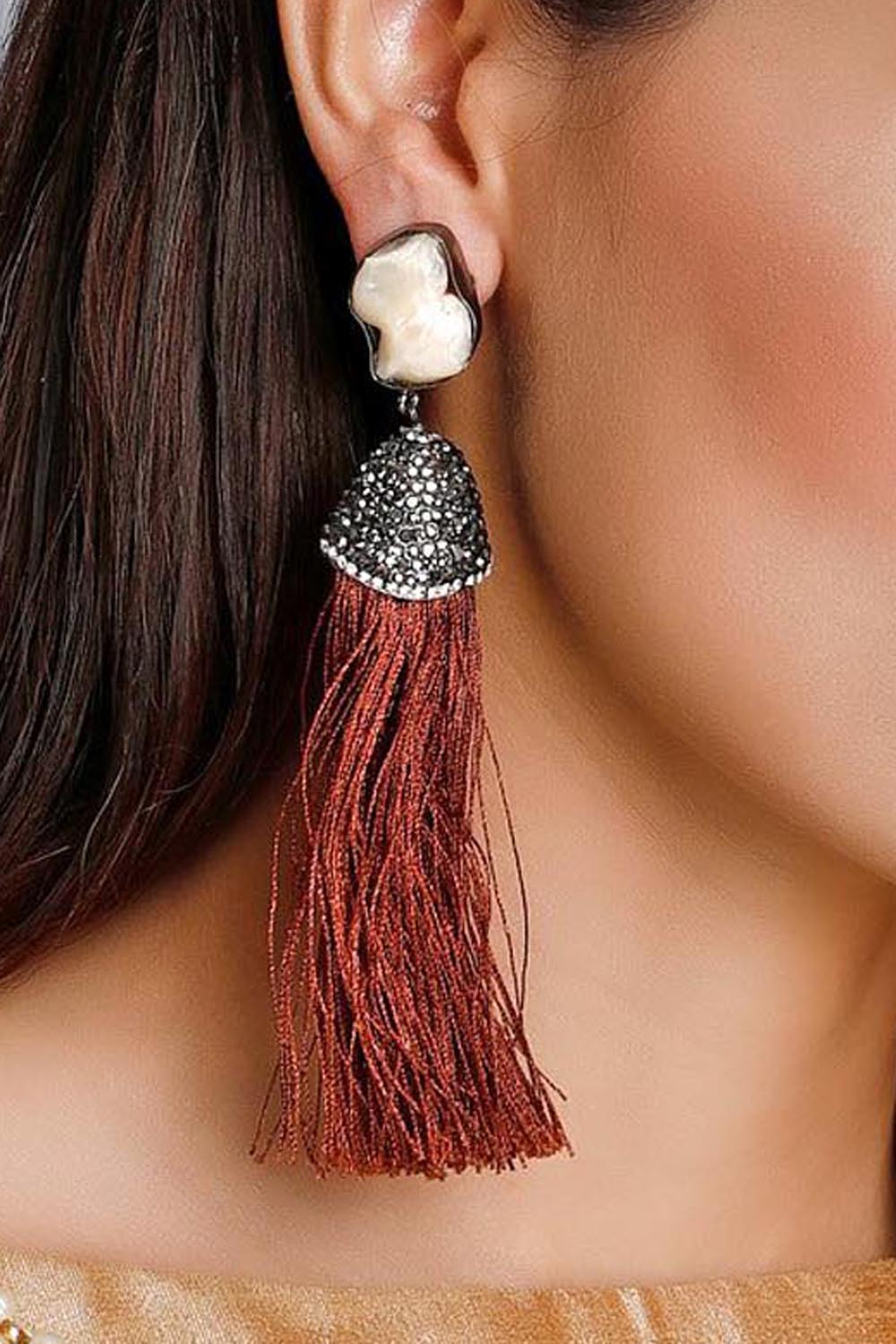 Women's Alloy Large Dangle Earrings in Brown