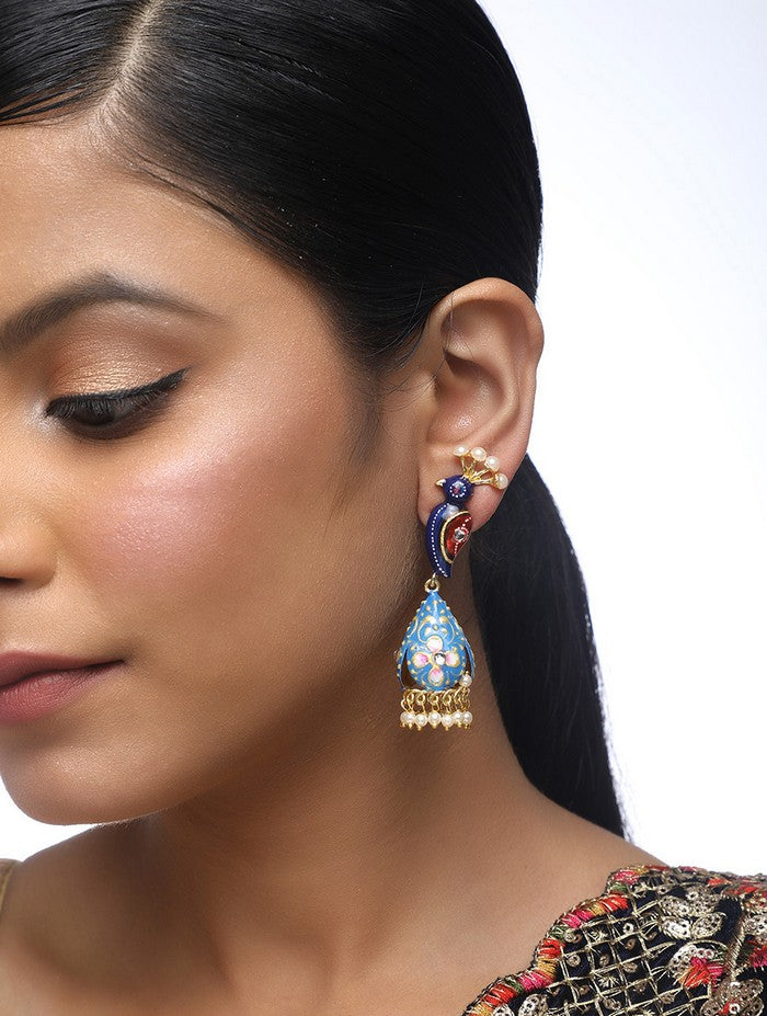 Alloy Jhumka Earrings In Gold