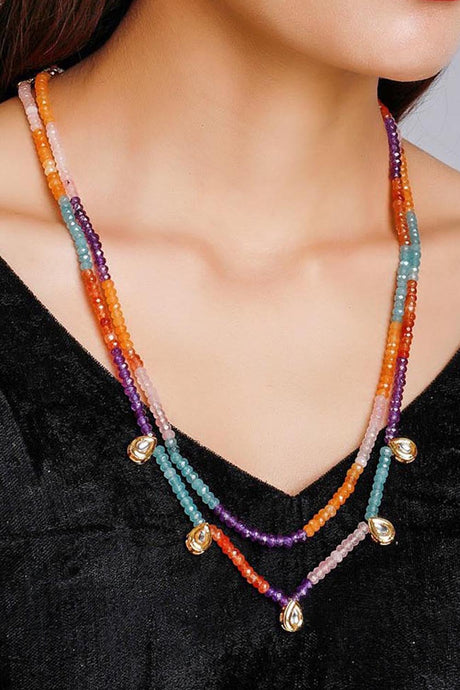 Women's Alloy Bead Necklaces In Blue