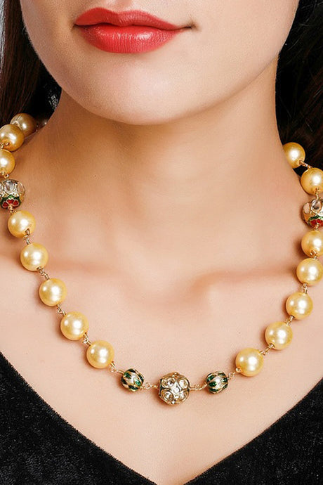 Women's Alloy Bead Necklaces In Gold