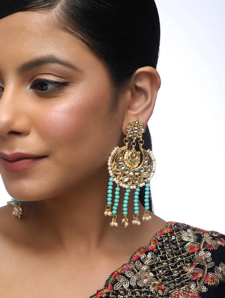 Women's Alloy Kundan Earrings in Turquoise