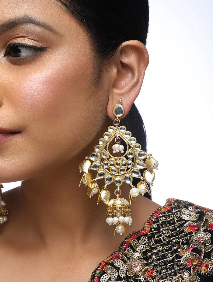 Alloy Jhumka Earrings In Gold