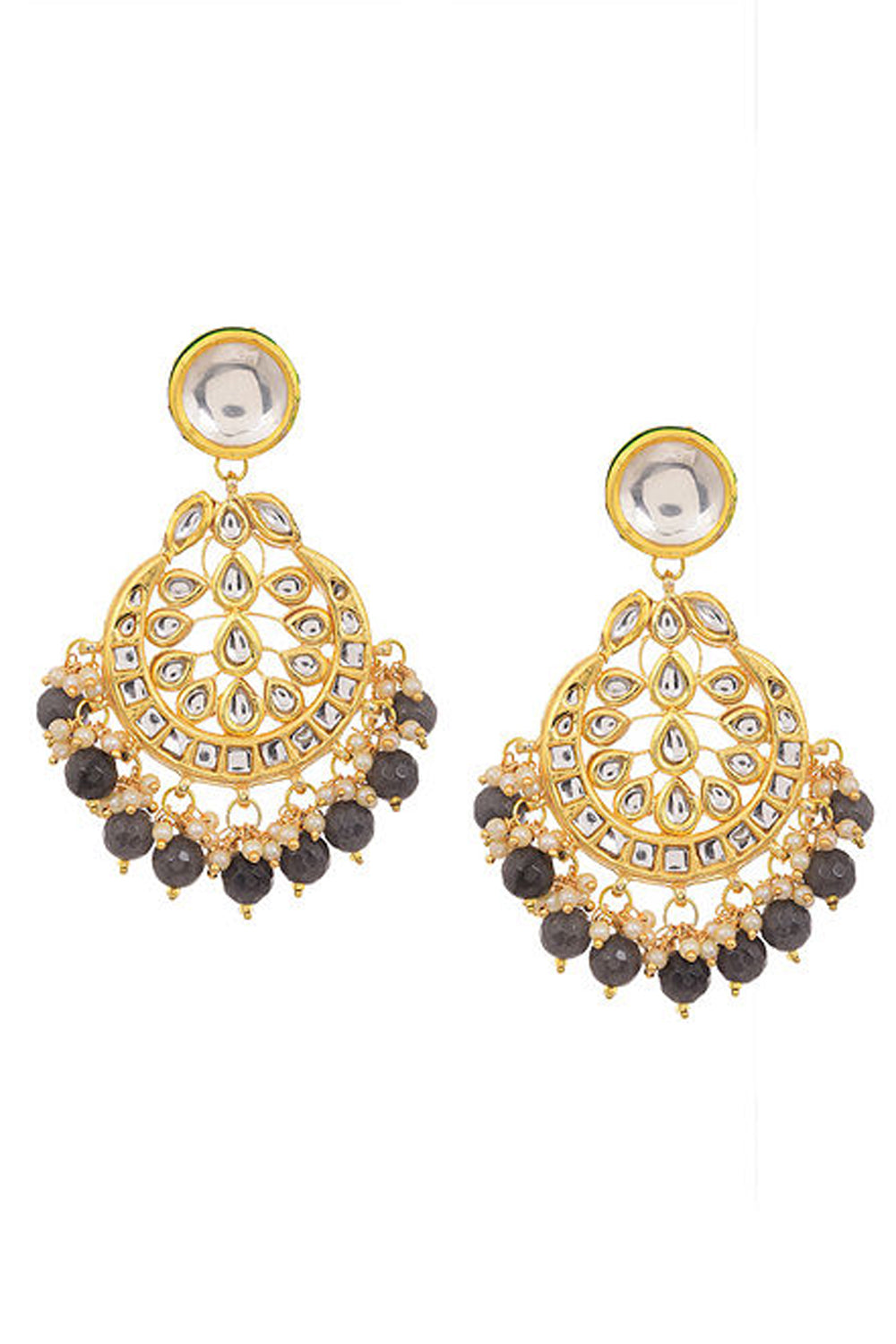 Women's Alloy Chandbali Earrings In Black