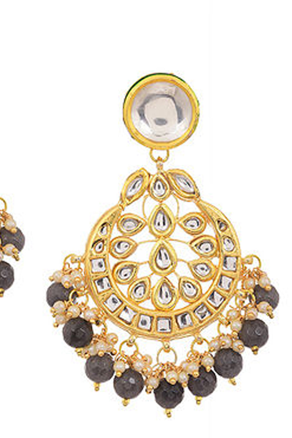 Women's Alloy Chandbali Earrings In Black