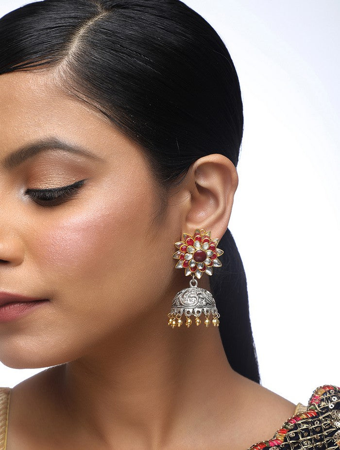 Alloy Jhumka Earrings In Silver