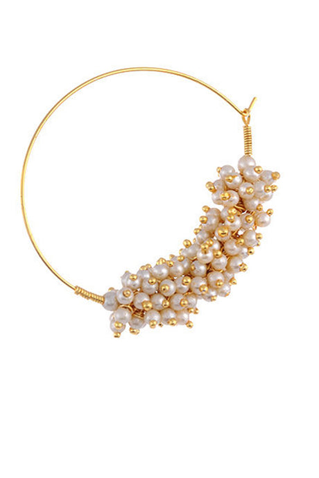 Women's Alloy Hoop Earrings in Pearl