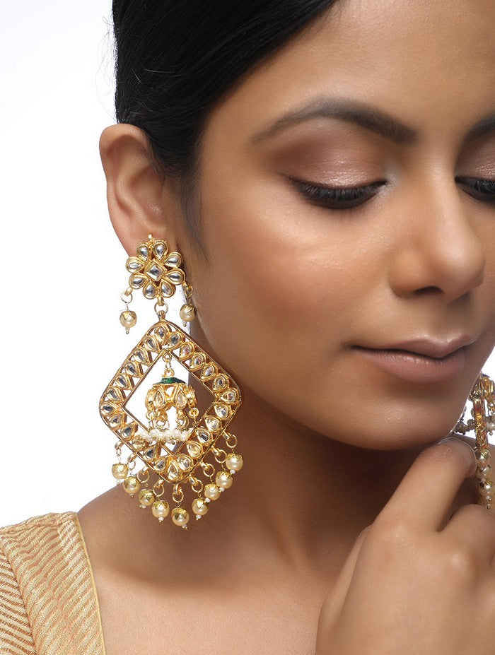 Alloy Jhumka Earrings In Gold