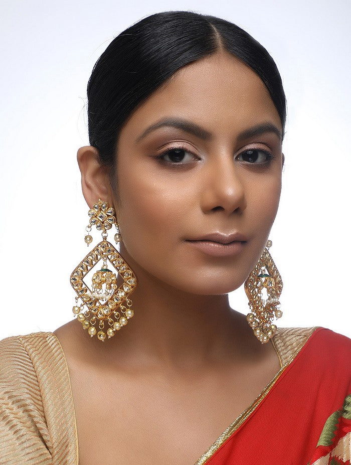 Alloy Jhumka Earrings In Gold