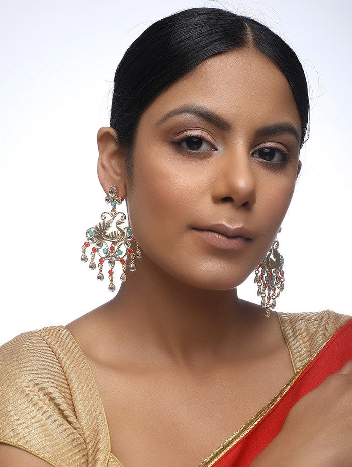 Alloy Jhumka Earrings In Gold