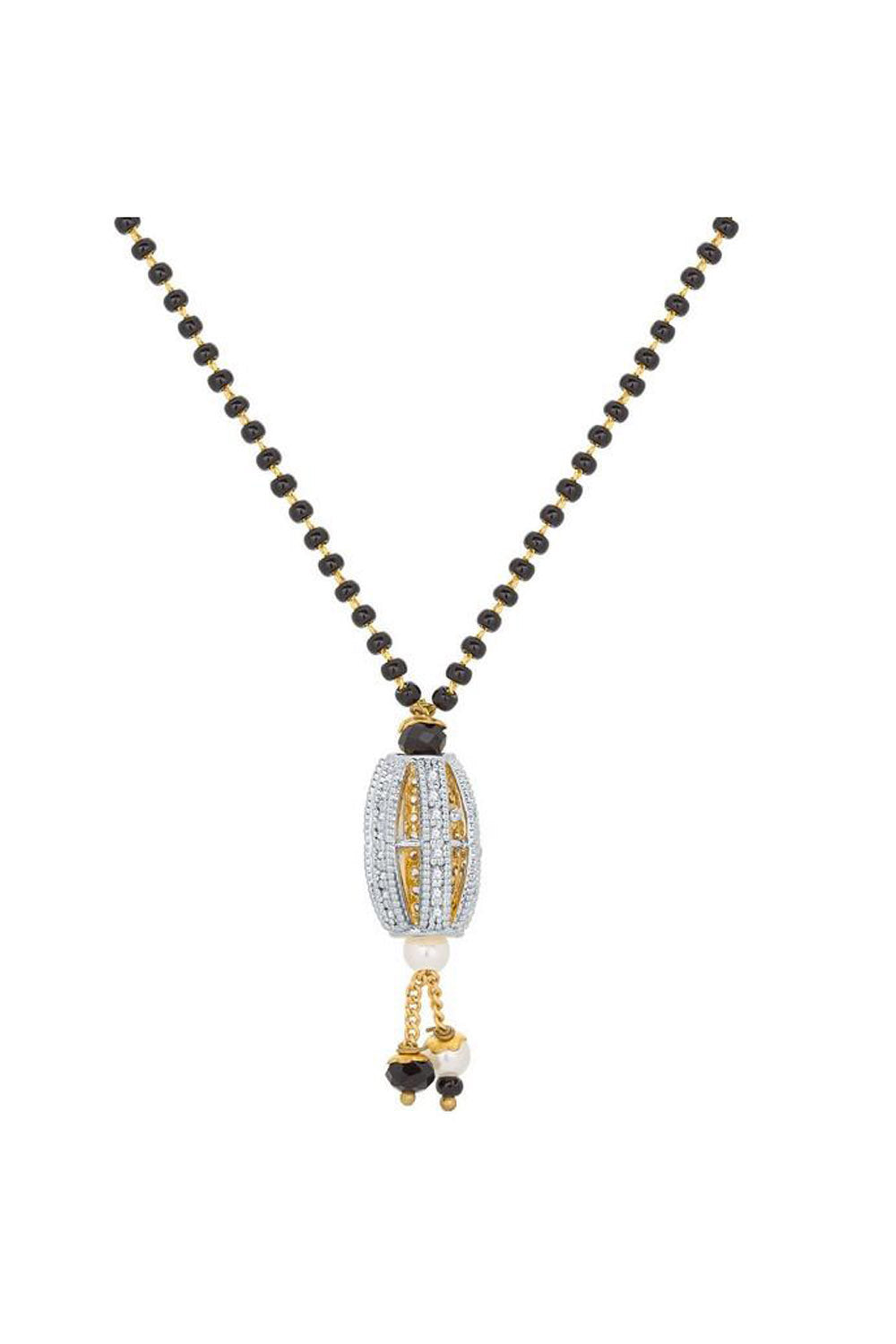 Women's Alloy Mangalsutra In White, Gold And Black