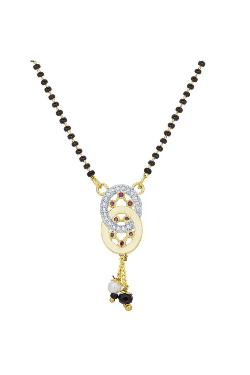 Women's Alloy Mangalsutra in Black, Gold and White