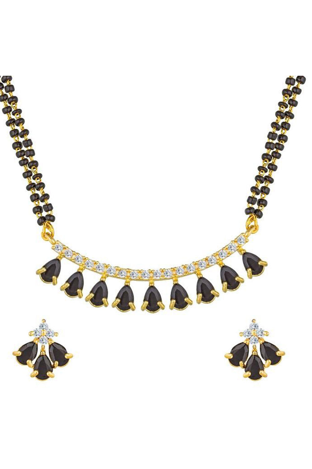 Women's Alloy Mangalsutra in Black and White
