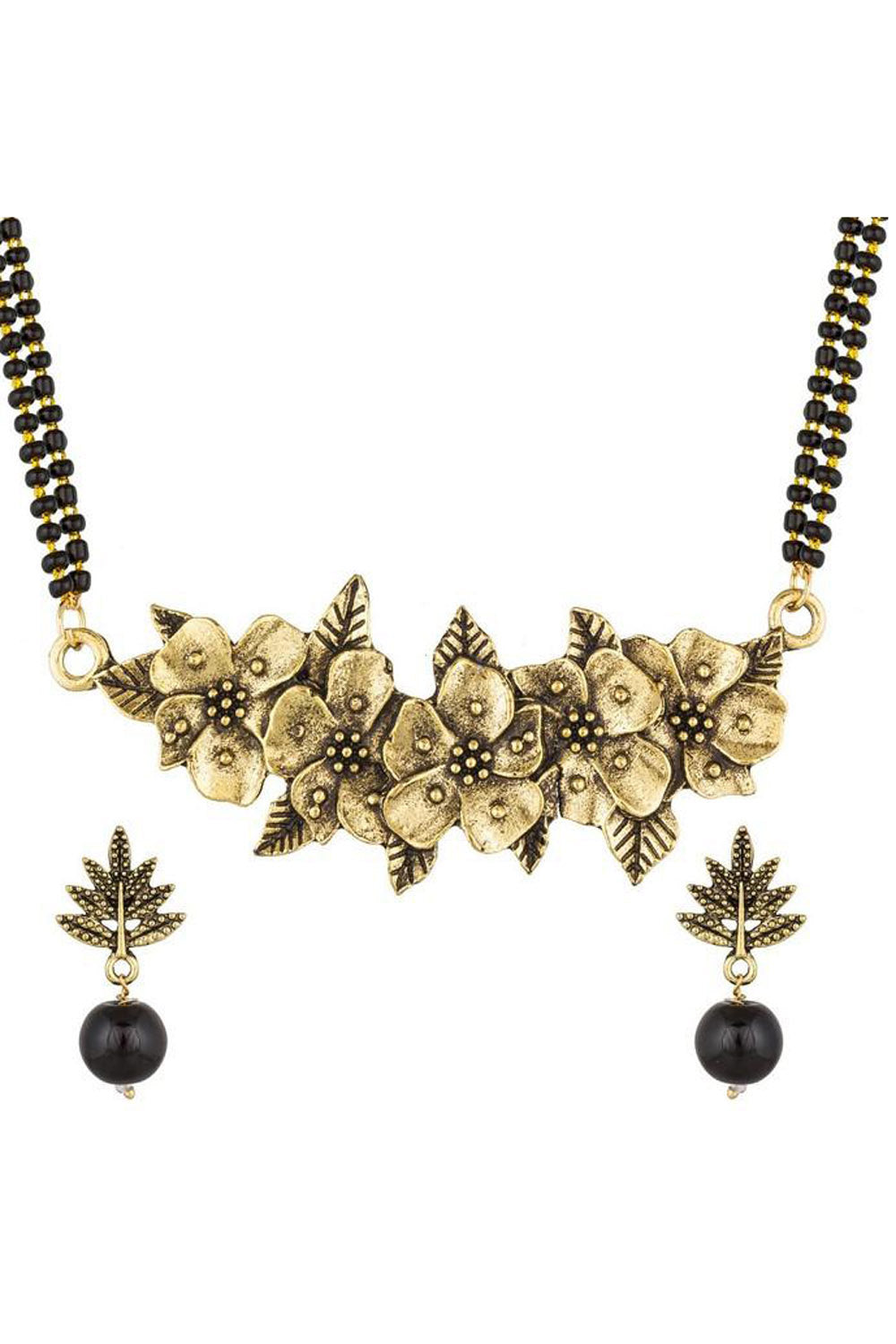 Women's Alloy Mangalsutra in Black and Gold
