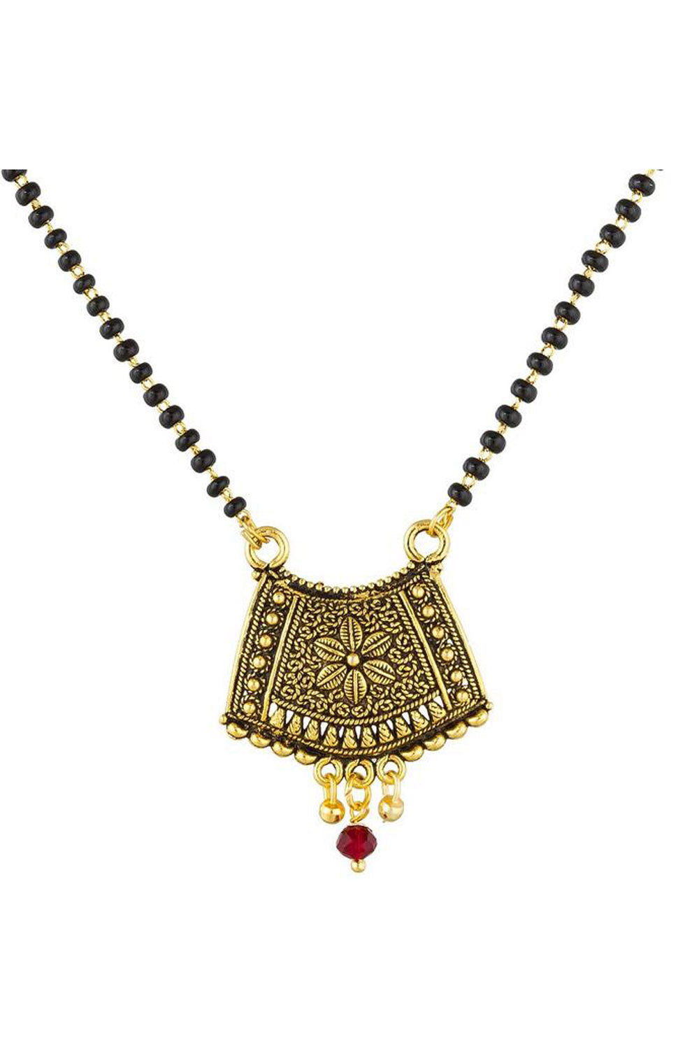Women's Alloy Mangalsutra in Black and Gold
