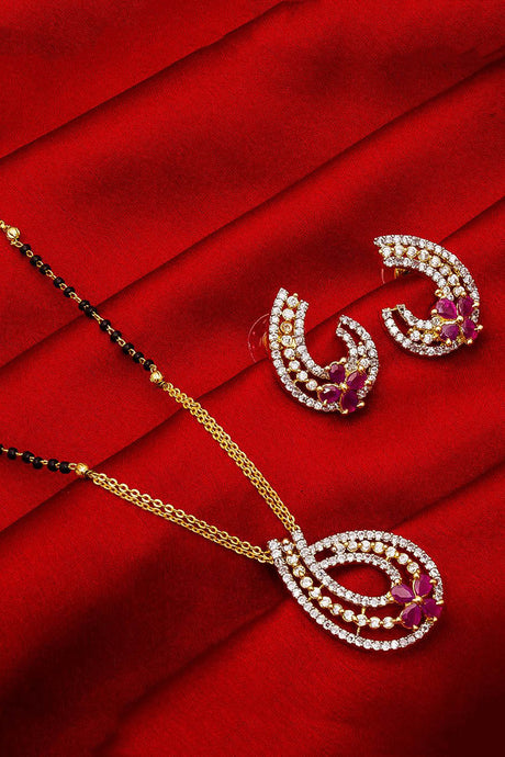  Buy Women's Alloy Mangalsutra Set in Silver and Pink Online